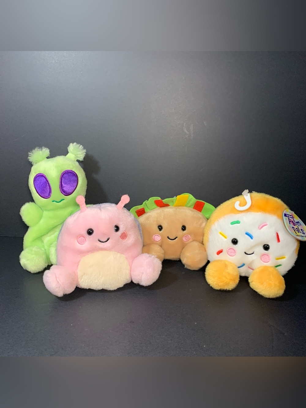 Aurora Palm Pals 4.5" Ross Alien Taco Cookie Pink Snail Stuffed Animal Lot of 4